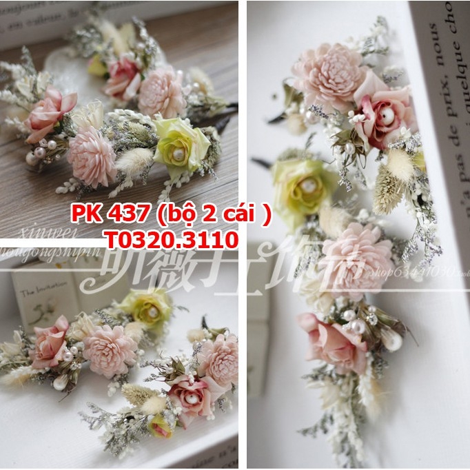 Bộ hoa cô dâu hạt trai cao cấp