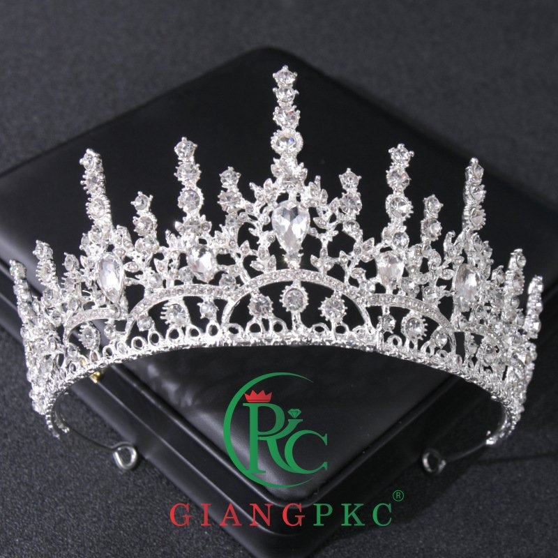 Vương miện cô dâu đá tầng dáng cao sang trọng mới t9/2022 Giangpkc - đen  giangpkc-phu-kien-thoi-trang