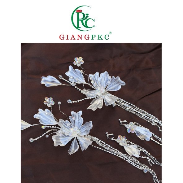 Cài tóc cô dâu hoa ánh bạc pha lê cao cấp Giangpkc 10-2022 SP2221928   giangpkc-phu-kien-thoi-trang