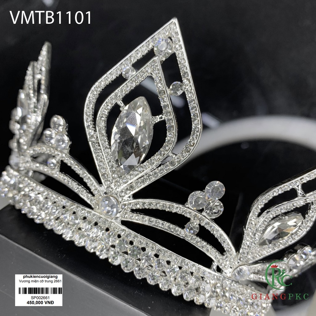 Vương miện cô dâu cỡ trung chóp đá lớn giangpkc Vmtb1101