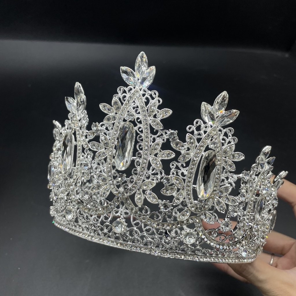 Vương miện trao giải hoa hậu dáng cao đá trắng cao 12cm  T6-2024  giangpkc-phu-kien-thoi-trang