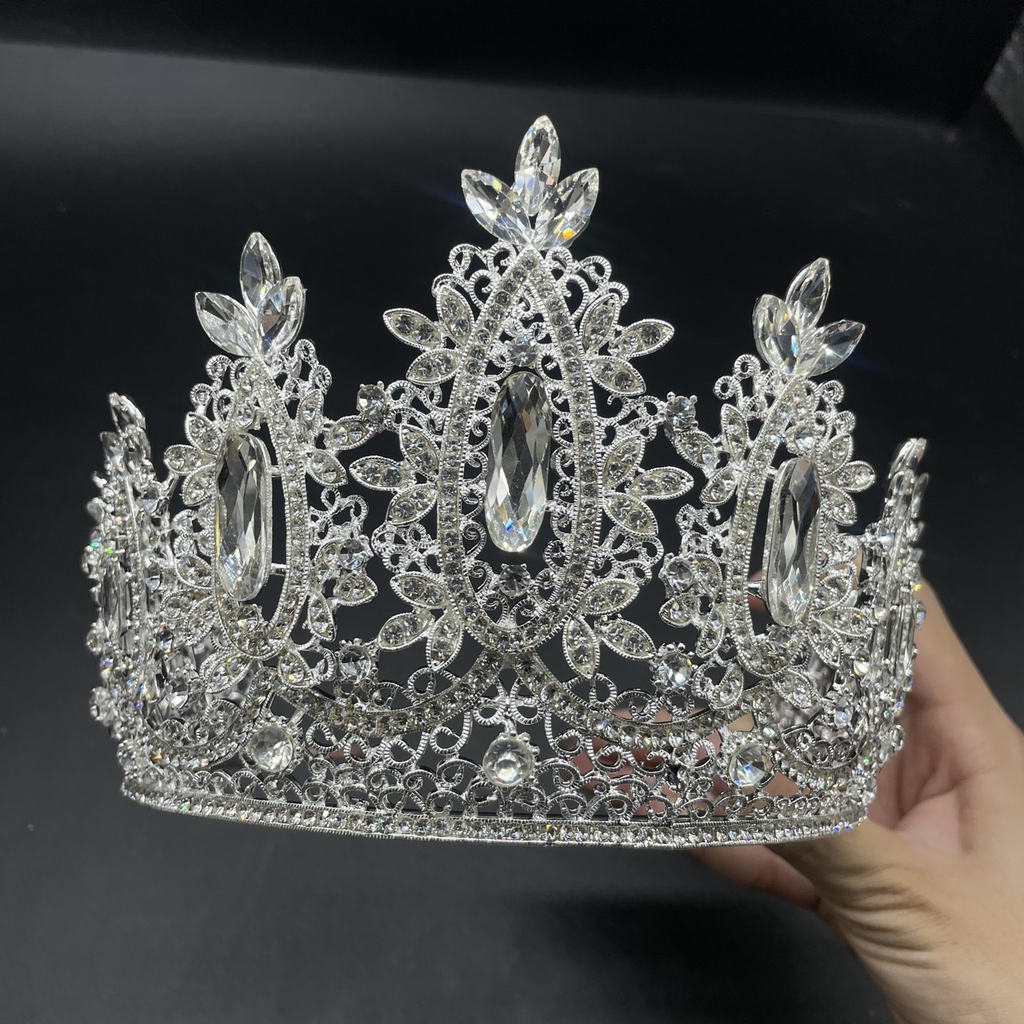Vương miện trao giải hoa hậu dáng cao đá trắng cao 12cm  T6-2024  giangpkc-phu-kien-thoi-trang