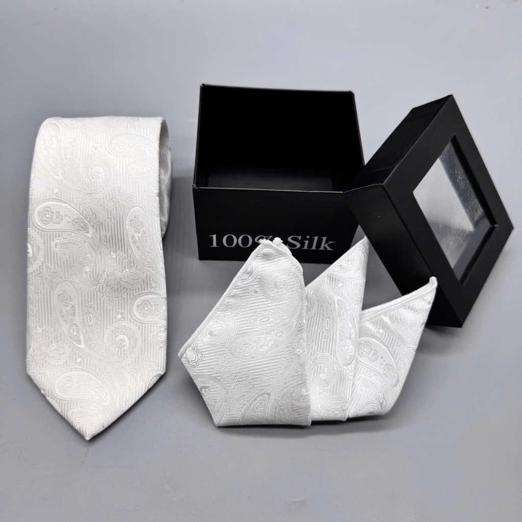 Hộp Cà vạt nam cao cấp 7cm khăn và cà vạt tự thắt tặng kèm kẹp cà vạt 70k  giangpkc-phu-kien-thoi-trang