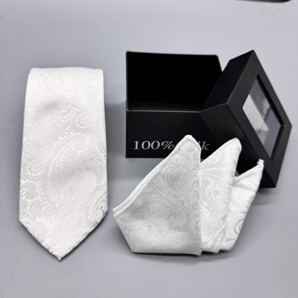 Hộp Cà vạt nam cao cấp 7cm khăn và cà vạt tự thắt tặng kèm kẹp cà vạt 70k  giangpkc-phu-kien-thoi-trang