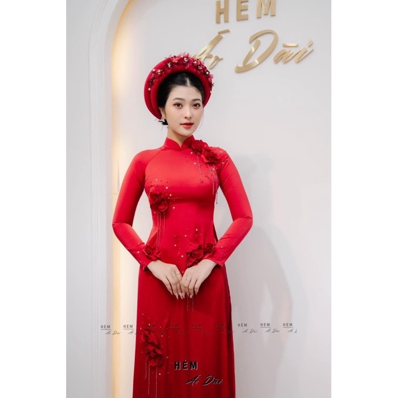 Mấn cô dâu màu đỏ đô hai tầng đính hoa voan  giangpkc-phu-kien-thoi-trang