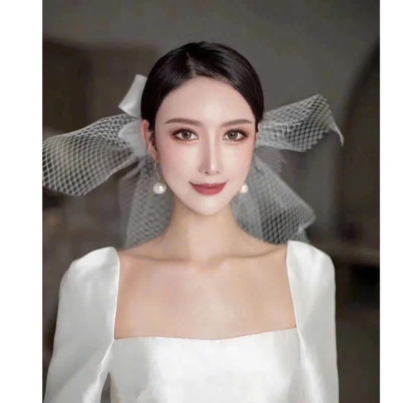 Voan lưới cài tóc cô dâu đính nơ to mẫu voan cưới dễ thương 2025 Sp2226632  giangpkc-phu-kien-thoi-trang