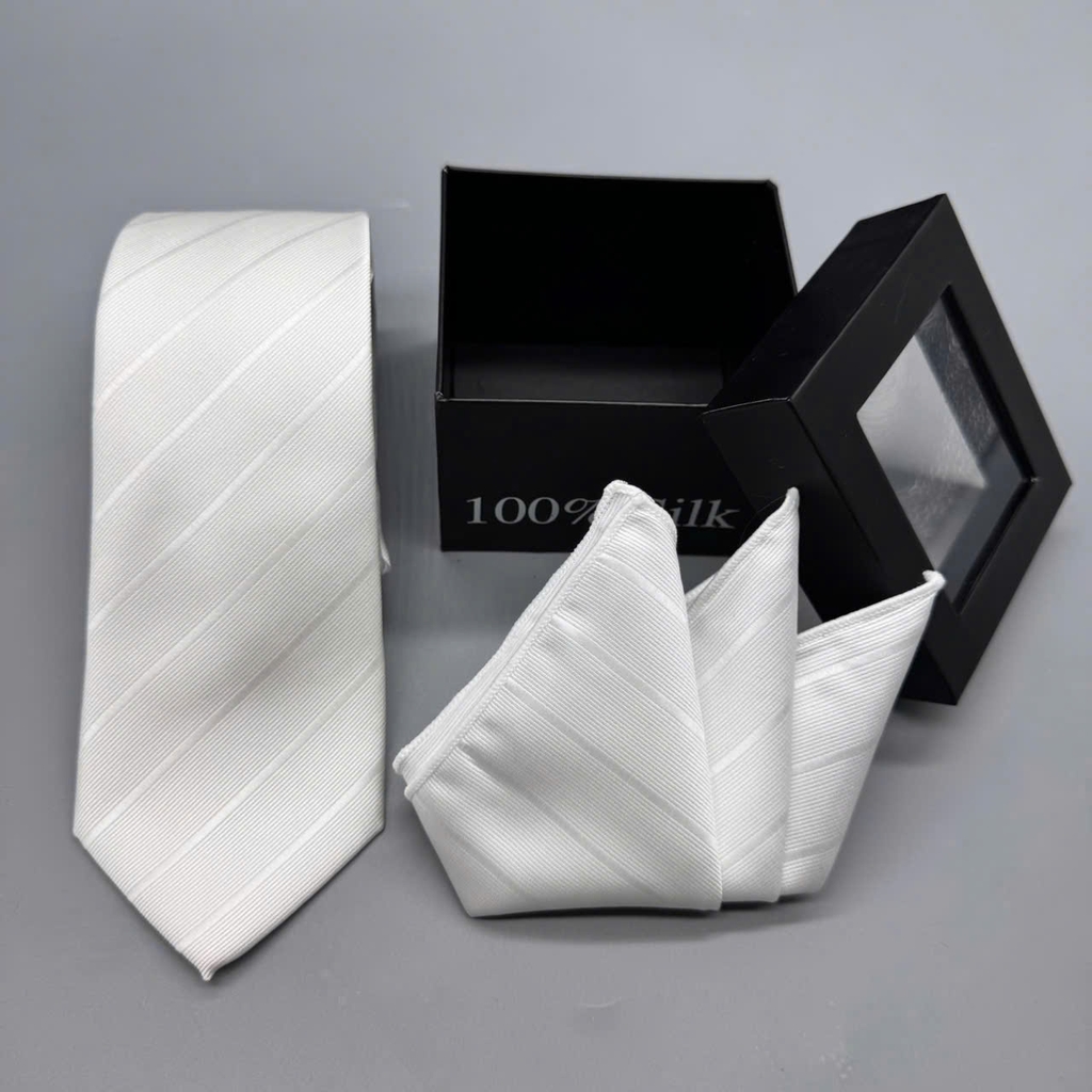 Hộp Cà vạt nam cao cấp 7cm khăn và cà vạt tự thắt tặng kèm kẹp cà vạt 70k  giangpkc-phu-kien-thoi-trang