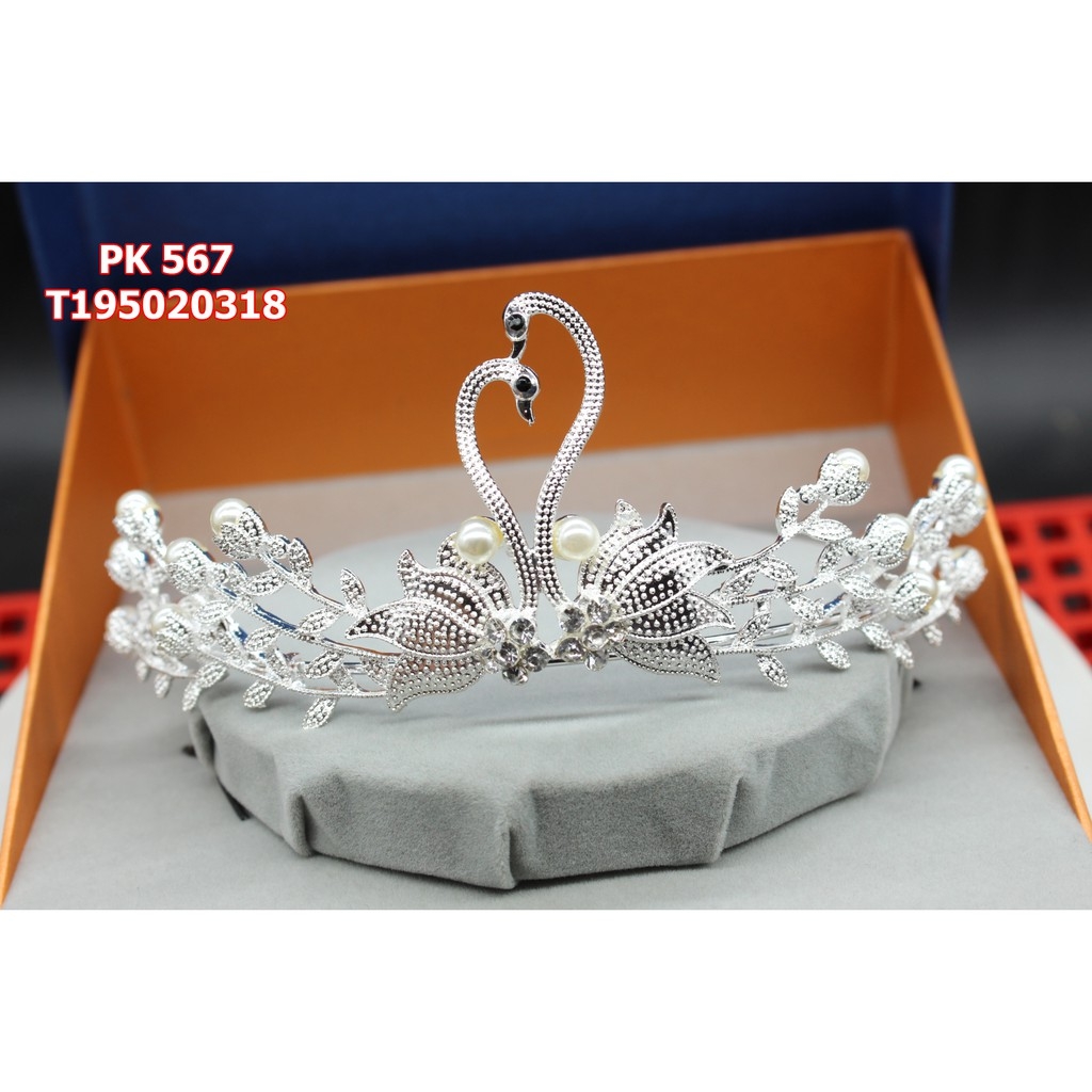 Vương miện đôi thiên nga trắng chất liệu cao cấp