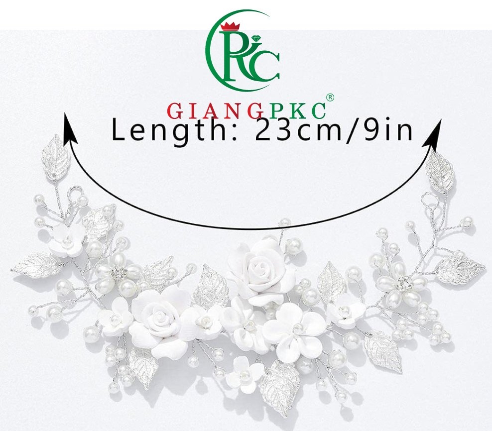 Ốp cài tóc cô dâu hoa sau trắng lá hạt trang 9-2022 Giangpkc  giangpkc-phu-kien-thoi-trang SP2221904
