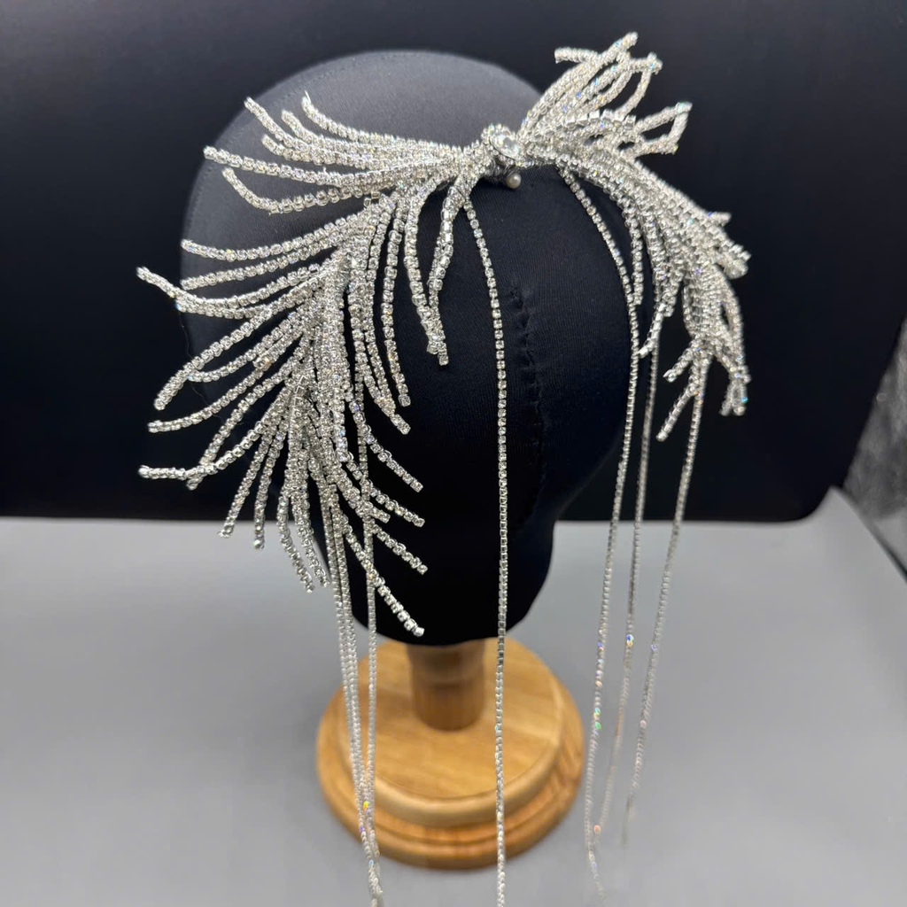 Cài tóc cô dâu đá tua rua mẫu mới xích đá dài t2/2025 Giangpkc SP2227091  giangpkc-phu-kien-thoi-trang