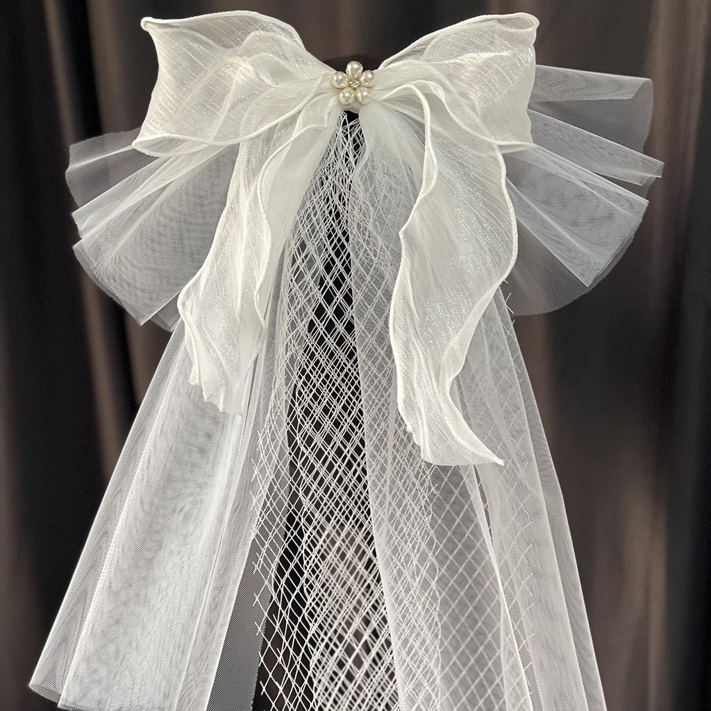 Voan cô dâu mới nơ vải voan kính kết hợp voan mềm phối lưới phong cách Giangpkc 6/2022