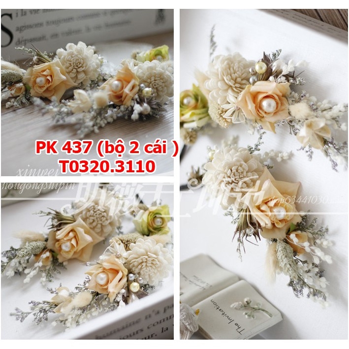 Bộ hoa cô dâu hạt trai cao cấp