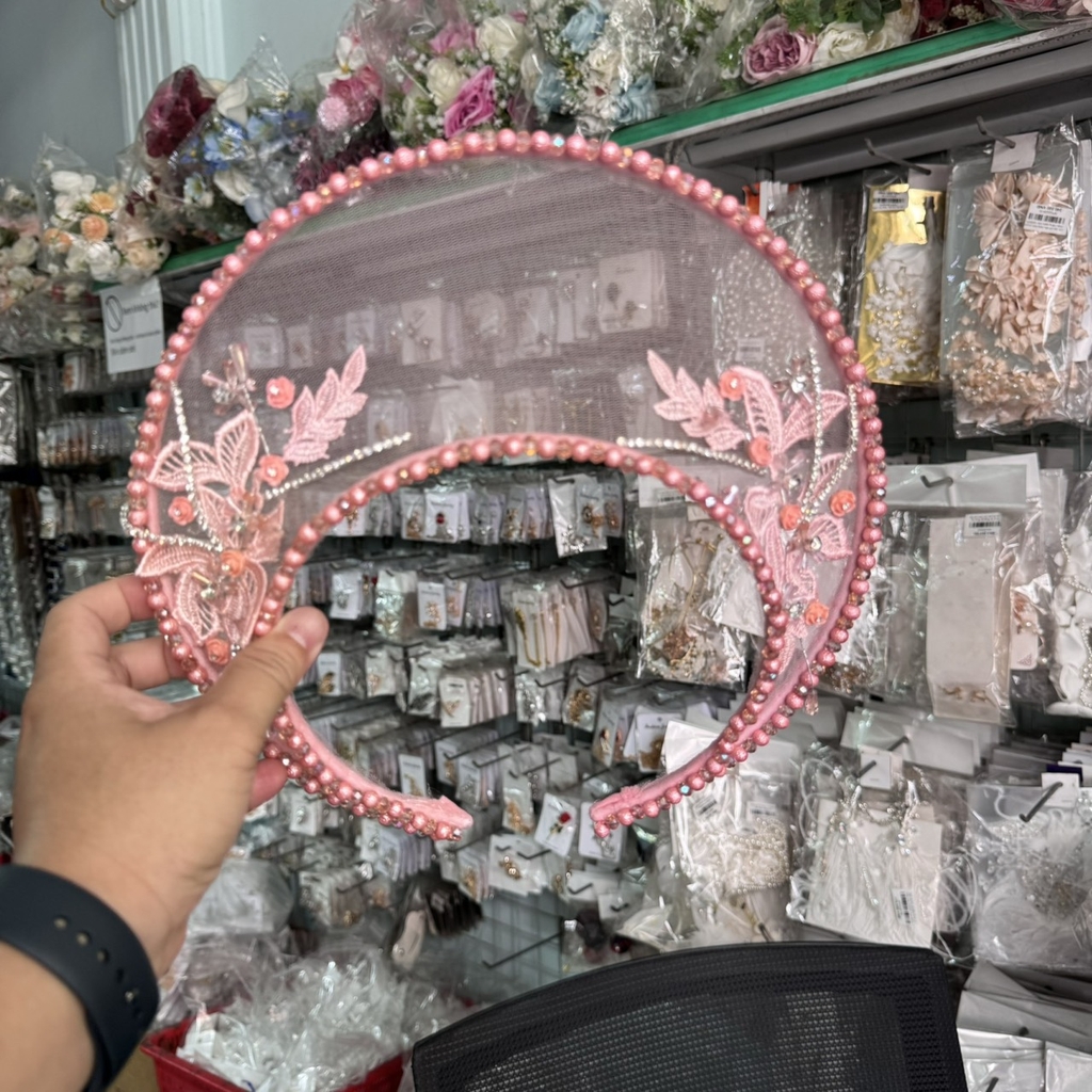 Mấn lưới cô dâu màu hồng dâu độc đáo 2024  giangpkc-phu-kien-thoi-trang