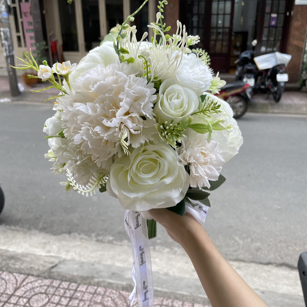 Hoa cưới cầm tay cô dâu 12-2022 Tông trắng - Giangpkc  giangpkc-phu-kien-thoi-trang