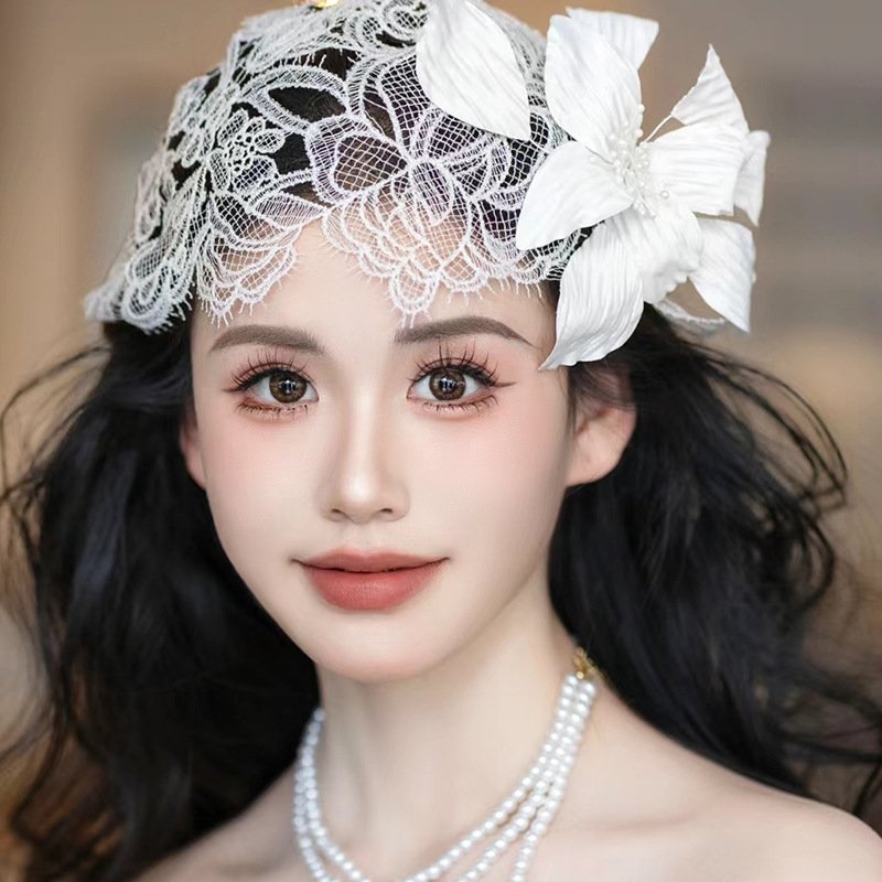 Mũ hoa ren thủ công phong cách Cộng hòa cổ điển, mũ nón ren, phong cách Pháp  giangpkc-phu-kien-thoi-trang