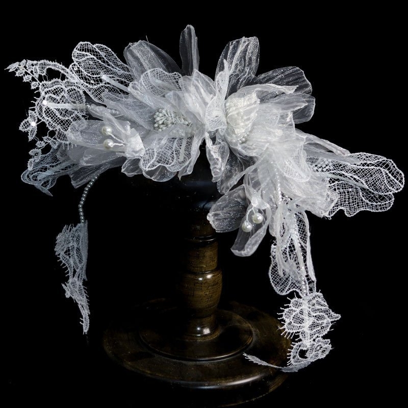 Cài tóc cô dâu hoa voan trắng lớn tặng kèm bông tai T3-2024  giangpkc-phu-kien-thoi-trang