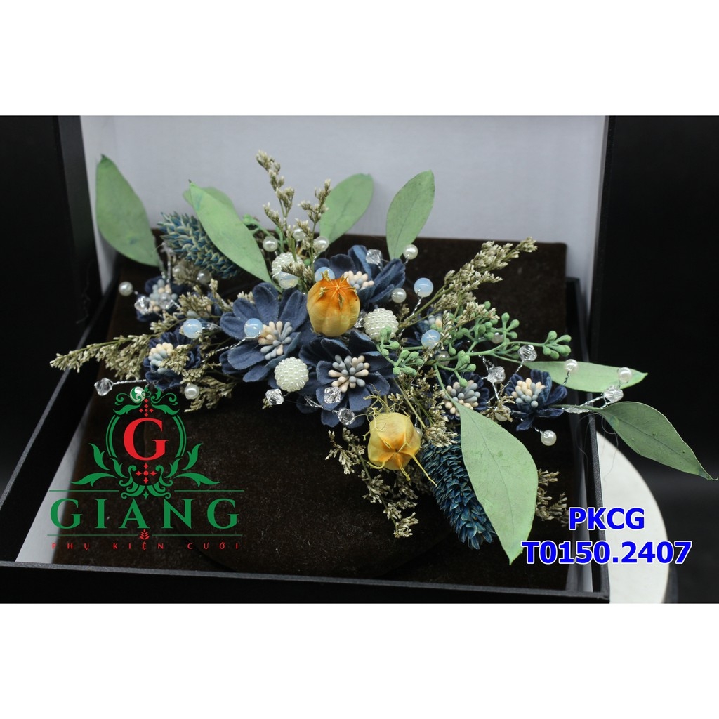 Ốp hoa cô dâu cài tóc đẹp t7-2018