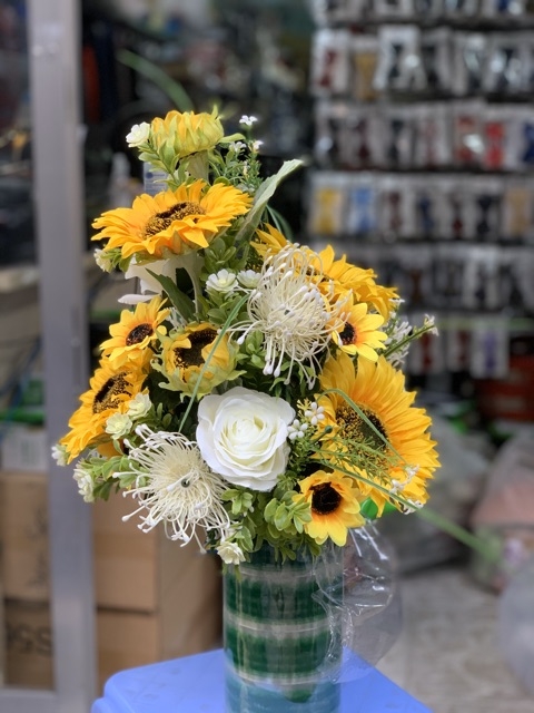 Hoa cầm tay cô dâu 👰 2020 hoa hướng dương điểm hoa Hồng GiangPKC