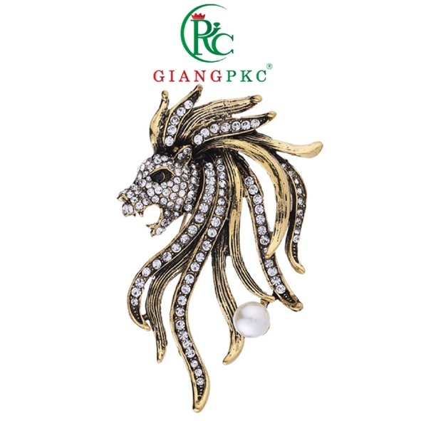 Cài áo vest nam chú rể biểu tượng Sư Tủ bờm hoa Giangpkc  giangpkc-phu-kien-thoi-trang