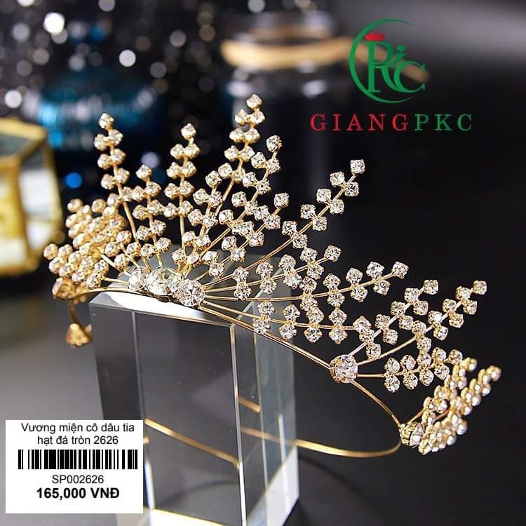 Vương miện cô dâu mẫu tia đá tròn mới sp002626