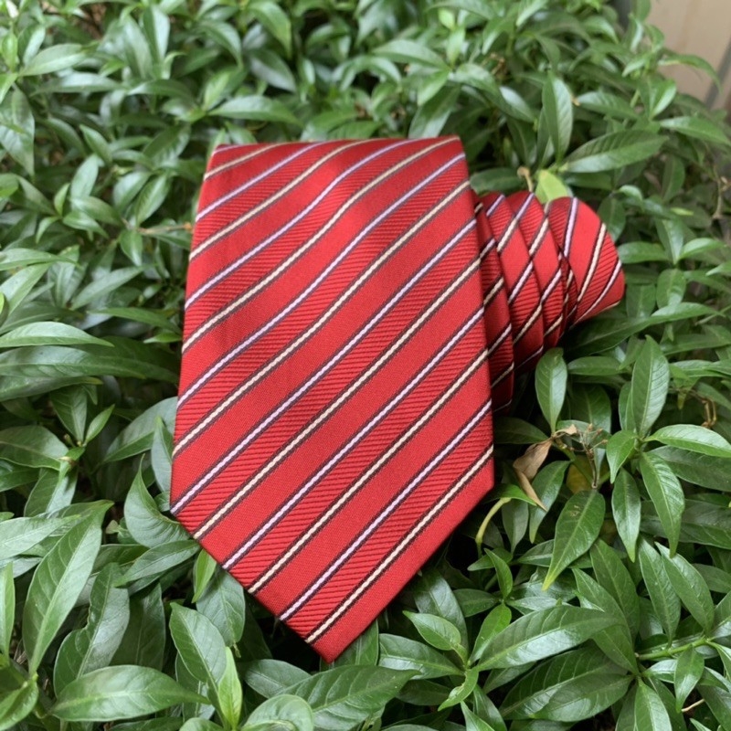 Cà vạt nam bản ngang 8cm trung niên đỏ kẻ mẫu mới 5/2021 Giangpkc