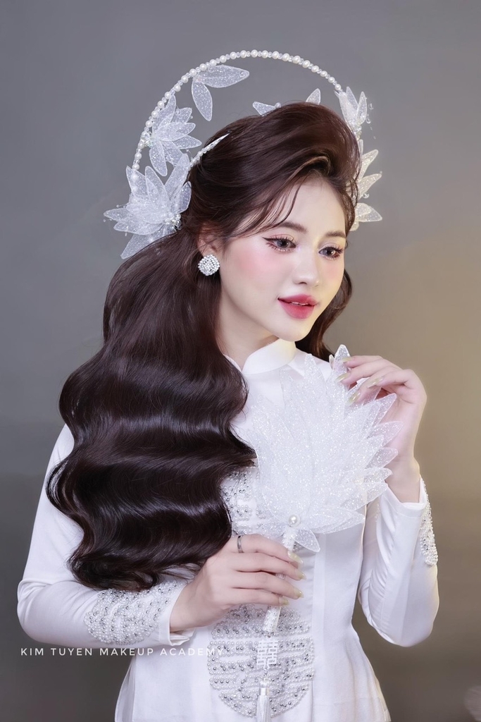 Bộ đôi mấn mỹ nhân kèm quạt dùng cho cô dâu áo dài mới nhất T11-2023  giangpkc-phu-kien-thoi-trang