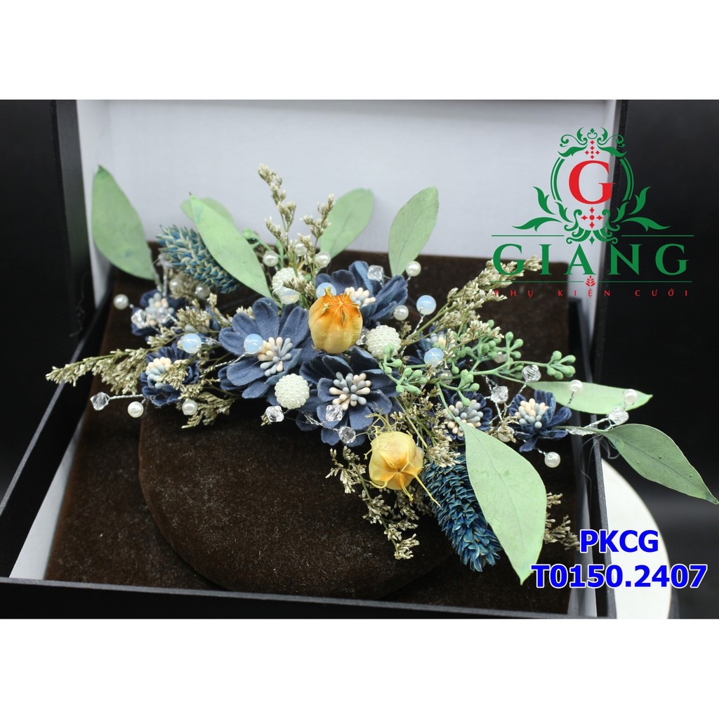 Ốp hoa cô dâu cài tóc đẹp t7-2018