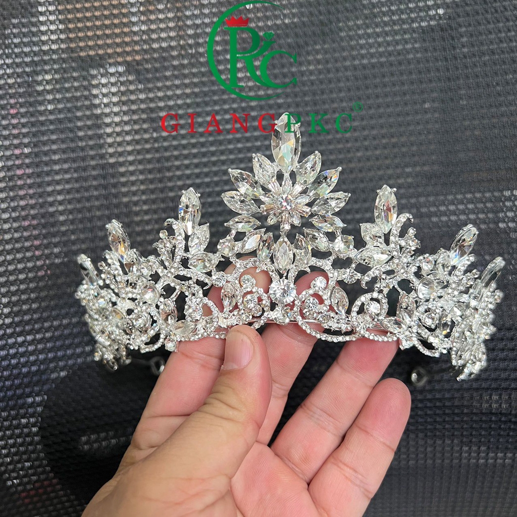 Vương miện cô dâu hoa tuyết lớn đá trắng sang trọng t10-2022Giangpkc  giangpkc-phu-kien-thoi-trang