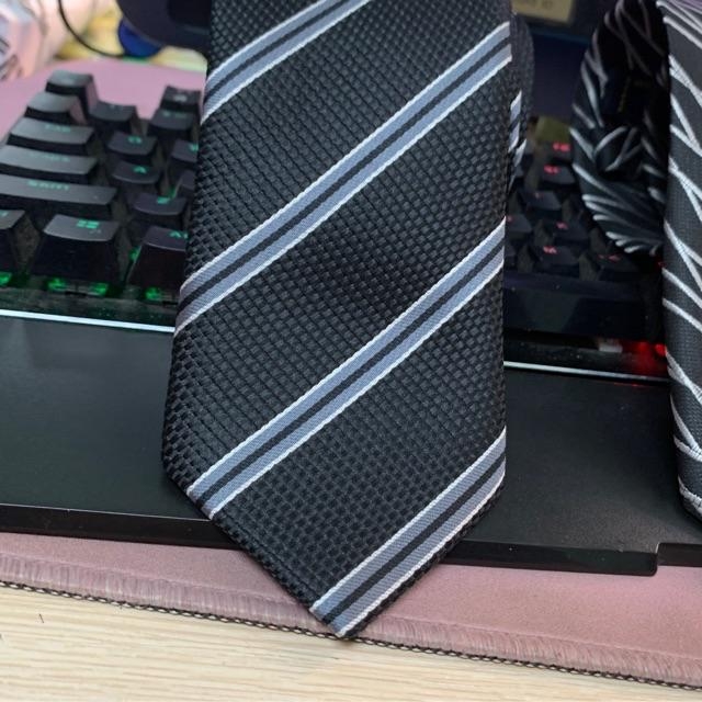 Cavat nam trung niên bản 8cm dệt nổi kẻ đen trắng phong cách thời trang GiangPKC