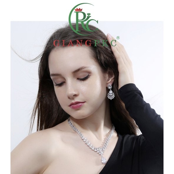 Bộ trang sức cao cấp đồng mạ vàng chất liệu đá AAA zincon Giangpkc 2022 SP2221923  giangpkc-phu-kien-thoi-trang