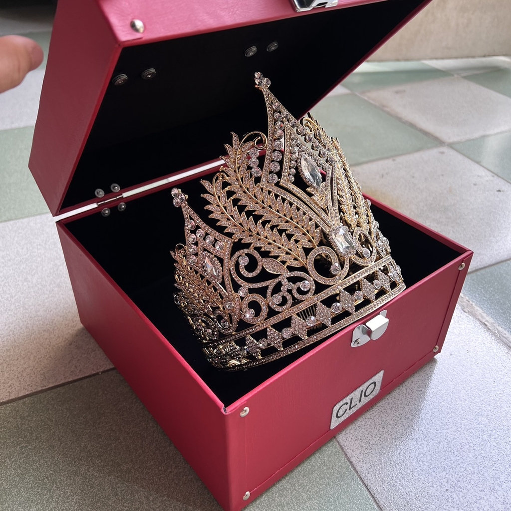 Thùng hộp đựng vương miện cao cấp simili lót nhung đen 20x20x17 cm Giangpkc 2023  giangpkc-phu-kien-thoi-trang
