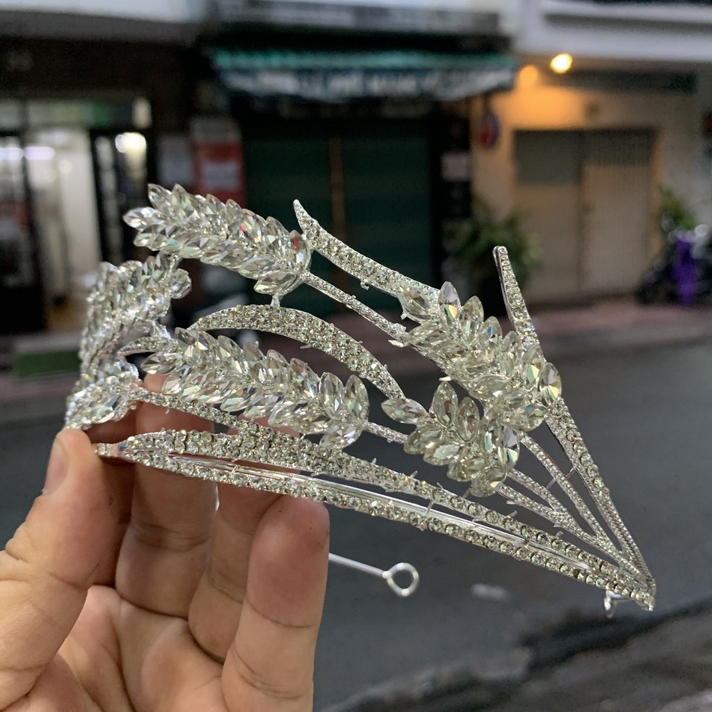 Vương miện cô dâu 11/2020 Xi mạ đính đá cây lúa cách điệu Giangpkc
