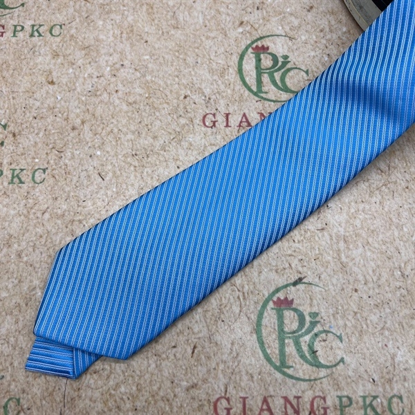 Cà vạt nam màu xanh da trời kẻ xéo mẫu tự thắt 8cm mới đẹp 2023 Giangpkc