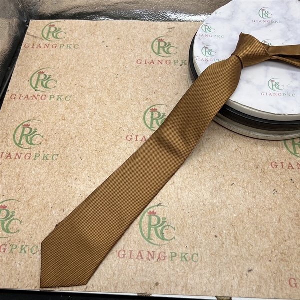Cà vạt nam màu nâu đồng trơn gân đơn giản mẫu tự thắt 8cm sang trọng mới 2023 Giangpkc