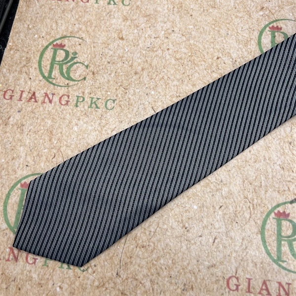 Cà vạt nam màu đen kẻ trắng tự thắt 8cm sang trọng mới 2023 Giangpkc