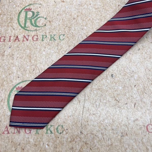 Cà vạt nam mẫu thắt sẵn dây kéo 6cm cao cấp màu đỏ kẻ trắng đen mẫu mới nhất 2023 Giangpkc