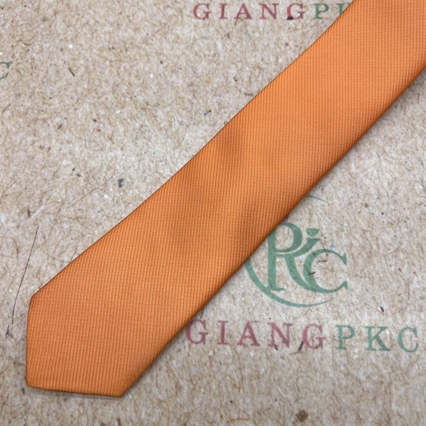 Cà vạt nam mẫu thắt sẵn dây kéo 6cm màu cam kẻ tăm trơn mẫu mới nhất 2023 Giangpkc