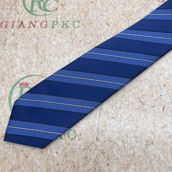 Cà vạt nam mẫu thắt sẵn dây kéo 6cm cao cấp màu xanh xám kẻ mới nhất 2023 Giangpkc