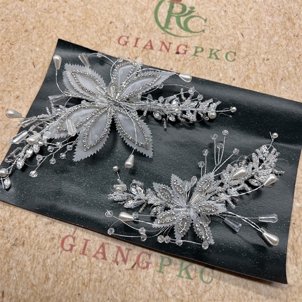 Cài tóc cô dâu lưới kết cánh đá mẫu cài tóc cưới sang trọng 2023