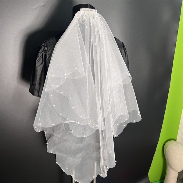 Voan cô dâu viền hạt chấm hạt thưa mẫu dài 75cm mới t8-2023 Giangpkc