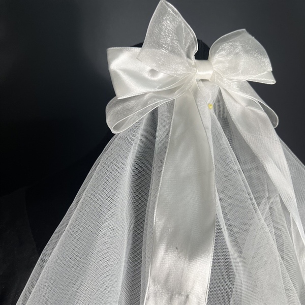 Khăn voan cô dâu nơ nhỏ kết hợp dây ruy băng dài 55cm thiết kế mới t8-2023 Giangpkc