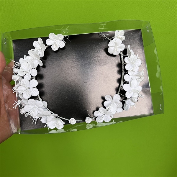 Băng đô cài tóc cô dâu hoa trắng 3d dễ thương cho ngày cưới mẫu mới t10-2023