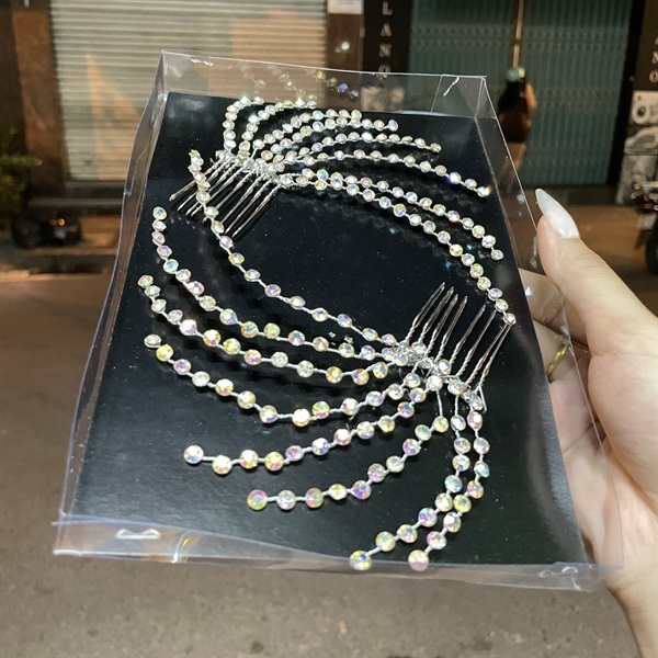 Xược cài tóc cô dâu sợi đá 7 màu mẫu mới set 2 cái mẫu t1/2024