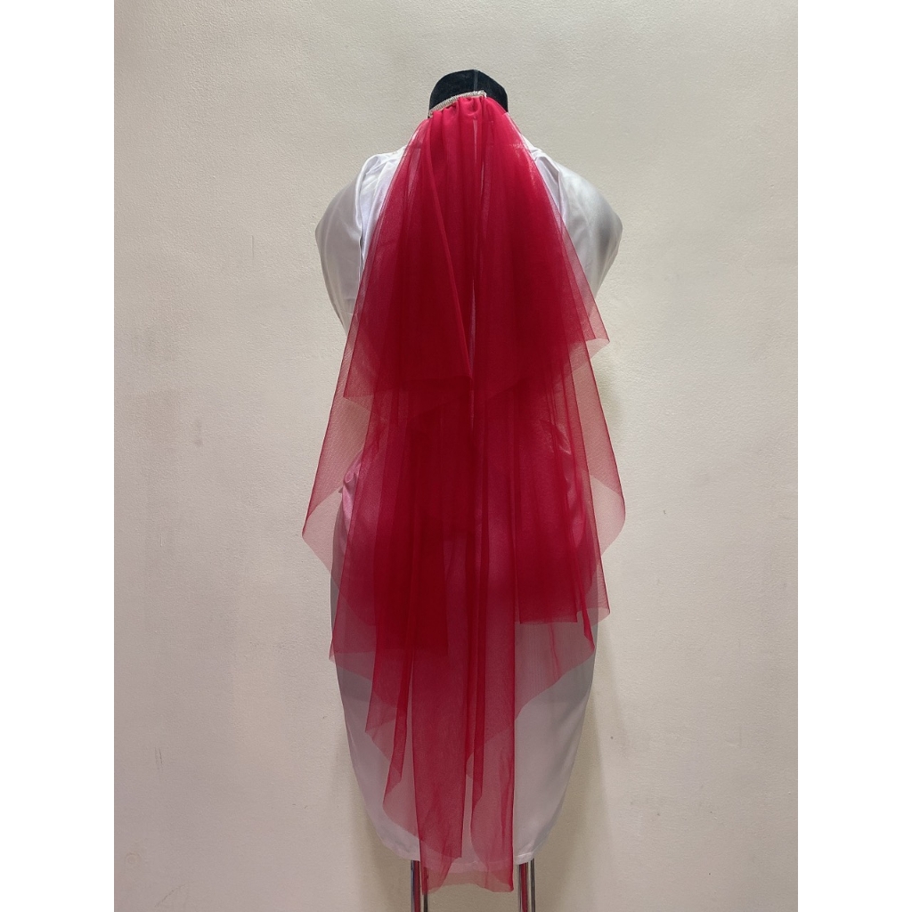 Voan trơn cô dâu đỏ 90cm 2 lớp giangpkc