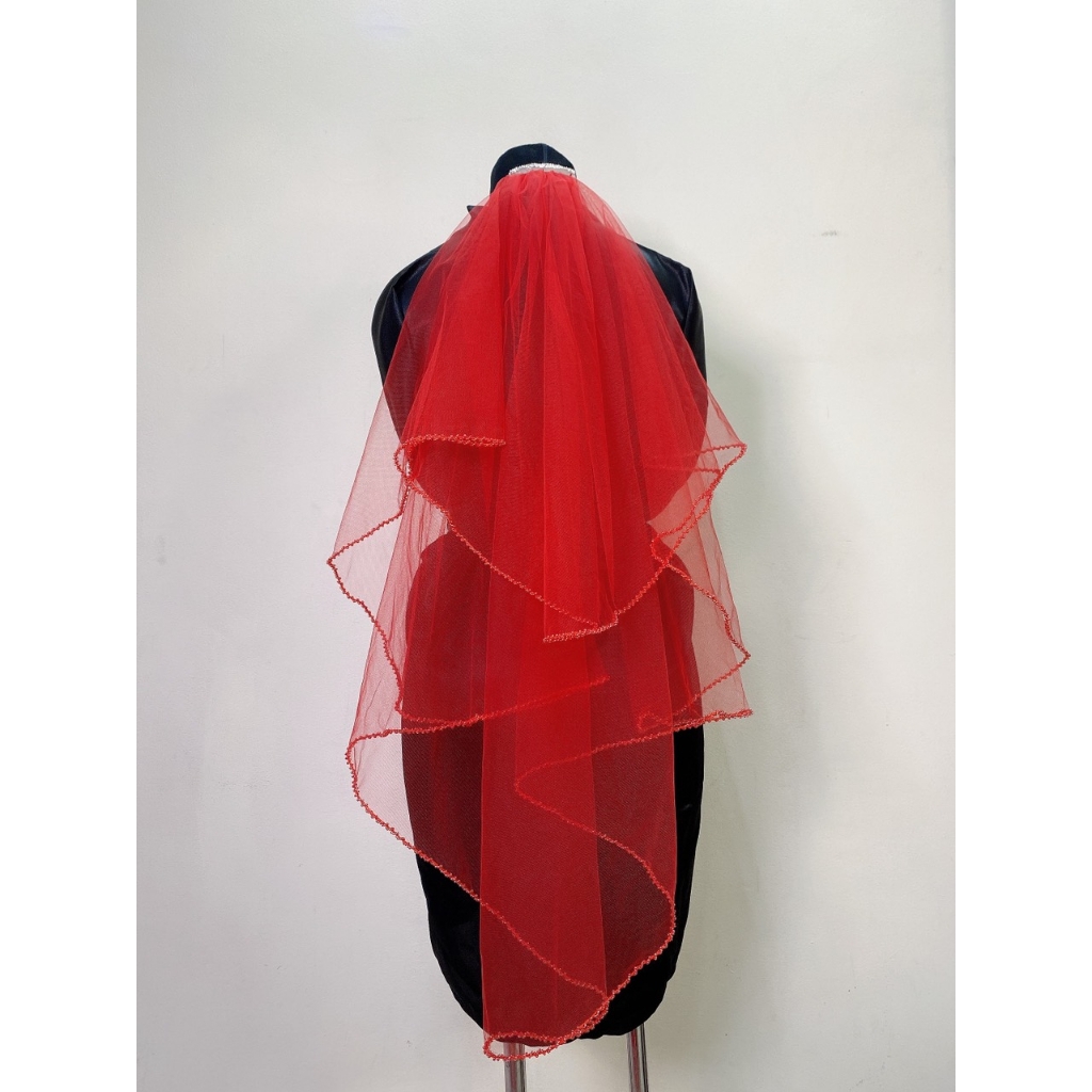 Voan trơn cô dâu đỏ 90cm 2 lớp giangpkc