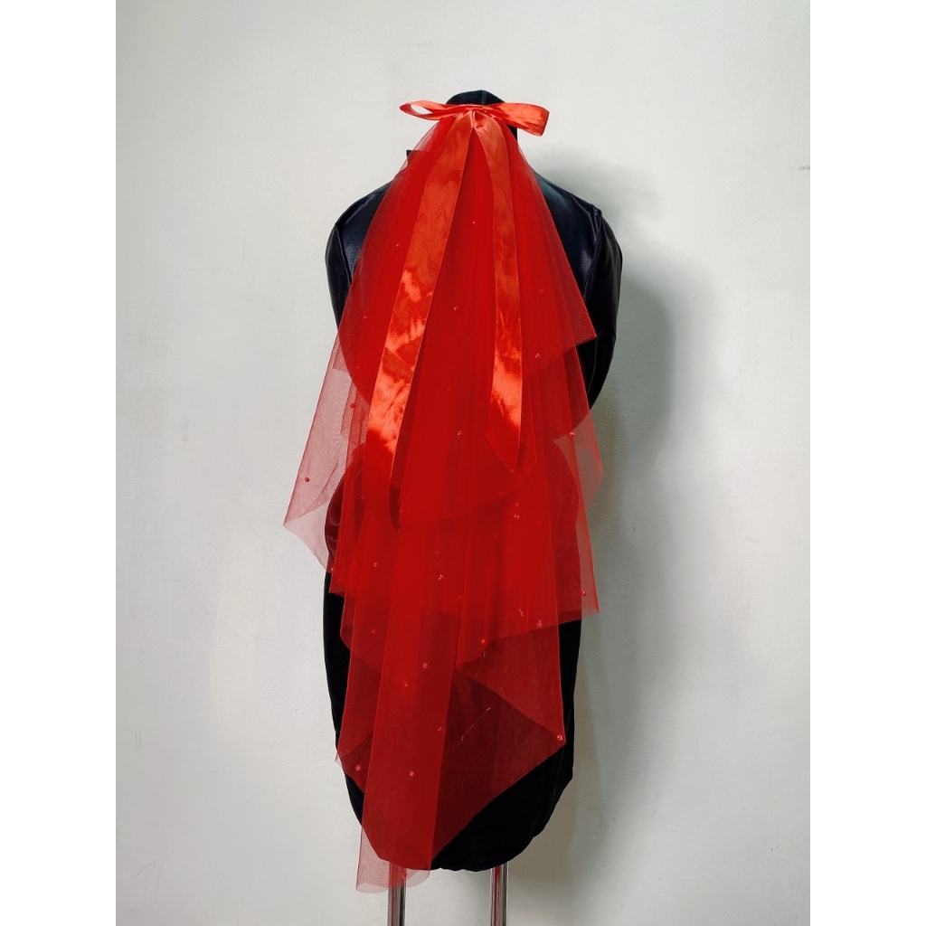 Voan trơn cô dâu đỏ 90cm 2 lớp giangpkc