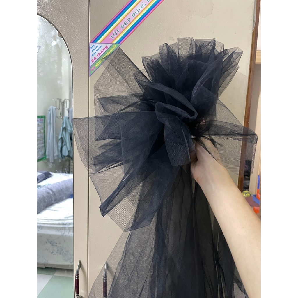 Voan phồng to màu đen chụp hình thời trang mẫu thiết kế ( ảnh thật )