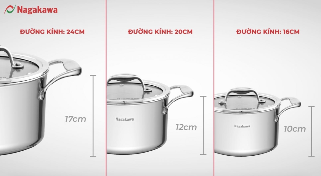 Bộ nồi inox Nagakawa Natsu NAG1356