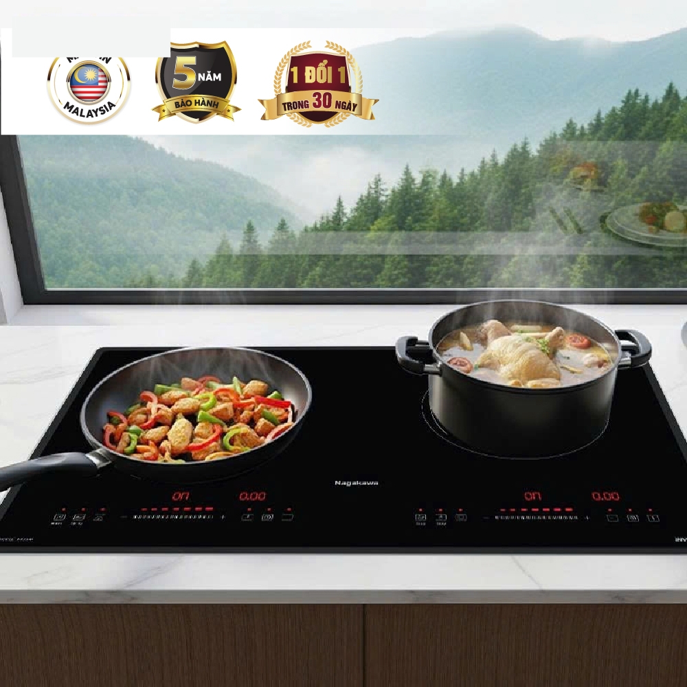 Bếp đôi điện từ hồng ngoại bo viền Nagakawa NII8996 công suất 4500W