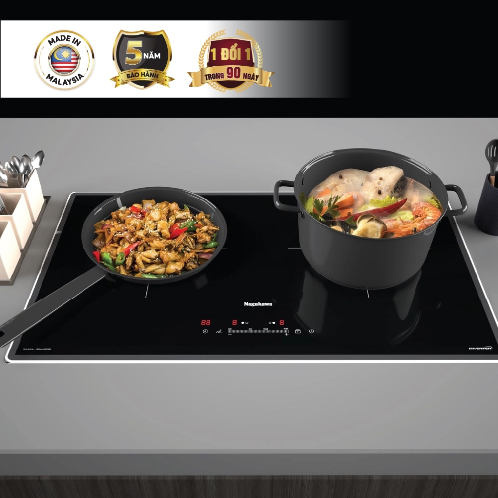 Bếp đôi điện từ Nagakawa UltraSlim NK2C26MB
